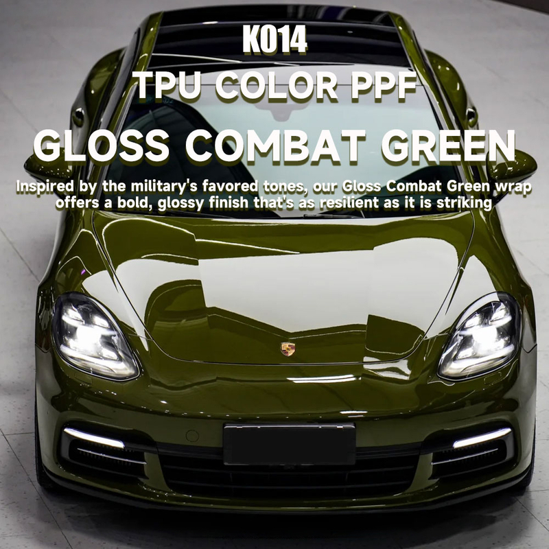 El coche del verde del combate del lustre TPU coloreó el grueso automotriz de la película protectora 8.0mil de Rolls del abrigo del abrigo de Ppf